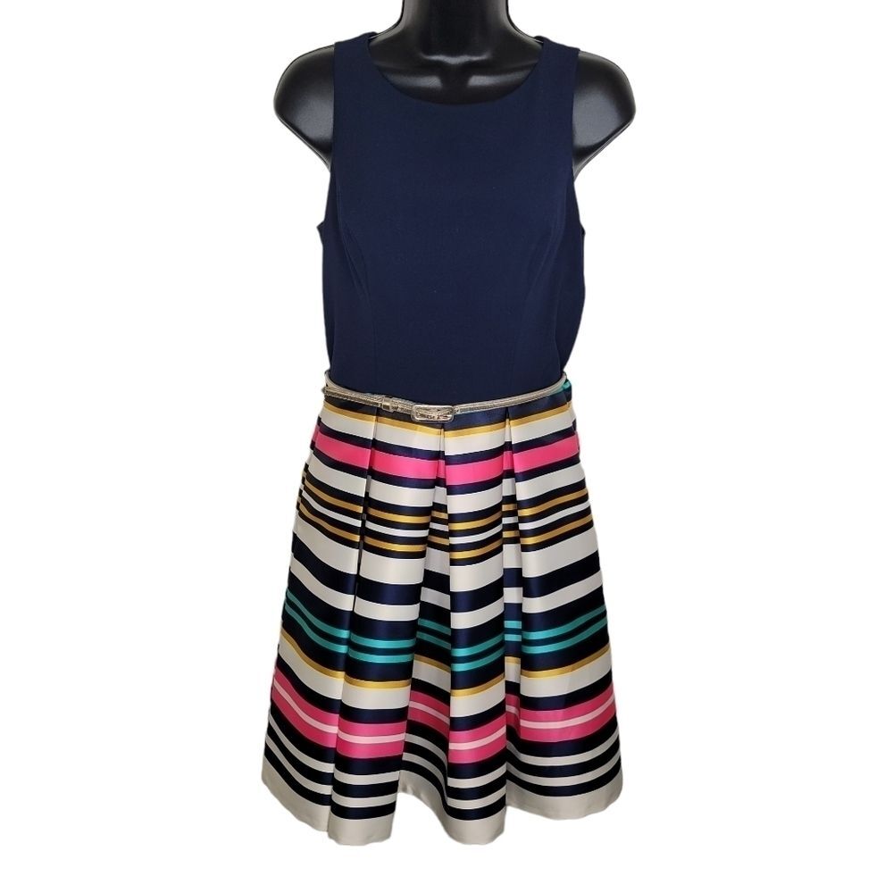 Eliza J belted fit and flare open back dress size 4